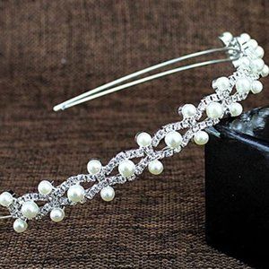 Wedding Rhinestone Pearl Headband Tiara NWT